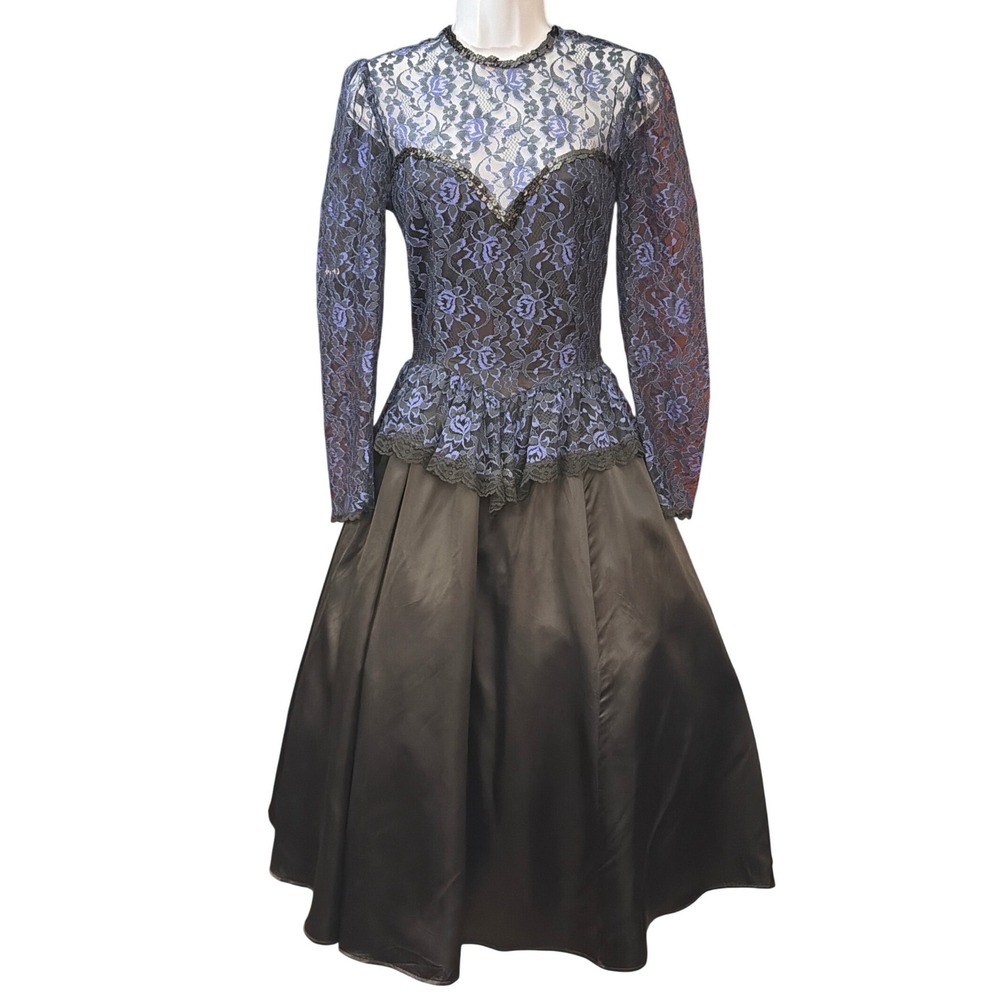Vintage Gunne Sax Dress Gothic Victorian Dark Romance Halloween Black Tie Formal